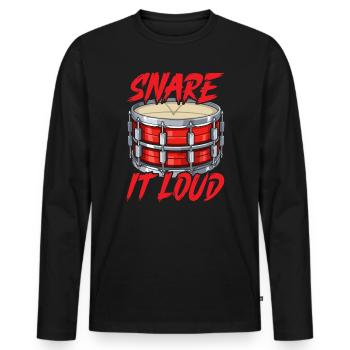Snare Drum Musical Instrument Musician Drummer - Men's Premium Organic Long Sleeve Shirt - black - Front - Nico (187cm)