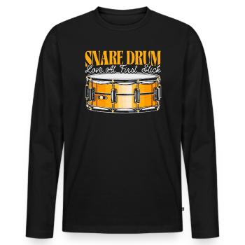 Snare Drum Musical Instrument Musician Drummer - Men's Premium Organic Long Sleeve Shirt - black - Front - Nico (187cm)