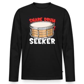 Snare Drum Musical Instrument Musician Drummer - Men's Premium Organic Long Sleeve Shirt - black - Front - Nico (187cm)