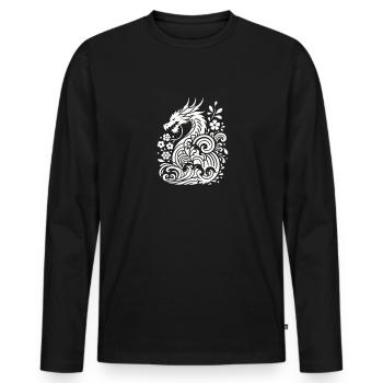 Silhouette Drachen Japan - Männer Premium Bio Langarmshirt - Schwarz - Vorne - Nico (187cm)