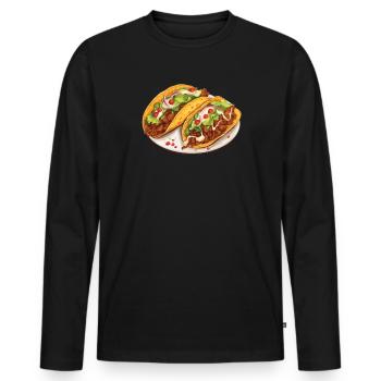 Birria Tacos Mexican Food Mexico Cuisine Foodie - Men's Premium Organic Long Sleeve Shirt - black - Front - Nico (187cm)
