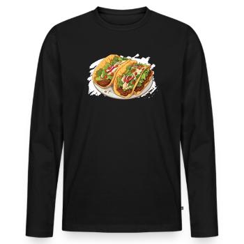 Birria Tacos Mexican Food Mexico Cuisine Foodie - Men's Premium Organic Long Sleeve Shirt - black - Front - Nico (187cm)