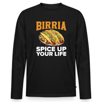 Birria Tacos Mexican Food Mexico Cuisine Foodie - Men's Premium Organic Long Sleeve Shirt - black - Front - Nico (187cm)