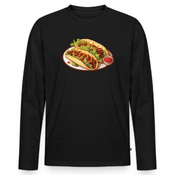 Birria Tacos Mexican Food Mexico Cuisine Foodie - Men's Premium Organic Long Sleeve Shirt - black - Front - Nico (187cm)