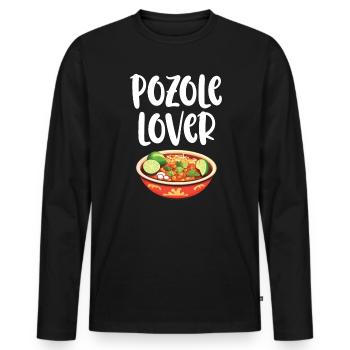 Pozole Lover Mexican Food Mexico Cuisine Foodie - Men's Premium Organic Long Sleeve Shirt - black - Front - Nico (187cm)