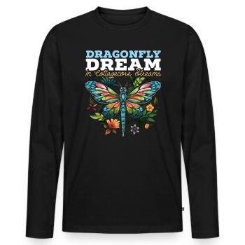 Cottagecore Esthétique Libellule Amante Gobelin - T-shirt manches longues Premium bio Homme - noir - Devant - Nico (187cm)