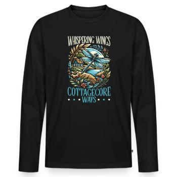 Cottagecore Esthétique Libellule Amante Gobelin - T-shirt manches longues Premium bio Homme - noir - Devant - Nico (187cm)