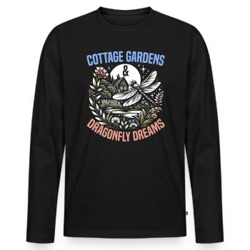 Cottagecore Esthétique Libellule Amante Gobelin - T-shirt manches longues Premium bio Homme - noir - Devant - Nico (187cm)