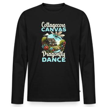 Cottagecore Esthétique Libellule Amante Gobelin - T-shirt manches longues Premium bio Homme - noir - Devant - Nico (187cm)