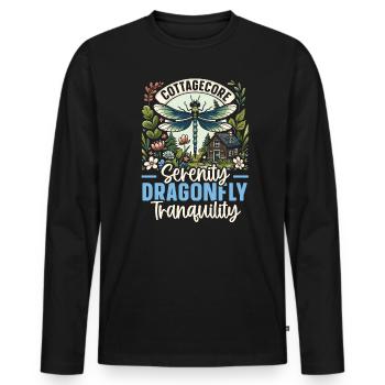Cottagecore Ästhetik Libellenliebhaber Goblincore - Männer Premium Bio Langarmshirt - Schwarz - Vorne - Nico (187cm)