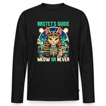 Bastet Ägyptische Göttin Ägypten Pyramide Ägypten - Männer Premium Bio Langarmshirt - Schwarz - Vorne - Nico (187cm)