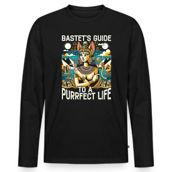 Bastet Ägyptische Göttin Ägypten Pyramide Ägypten - Männer Premium Bio Langarmshirt - Schwarz - Vorne - Nico (187cm)