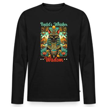 Bastet Ägyptische Göttin Ägypten Pyramide Ägypten - Männer Premium Bio Langarmshirt - Schwarz - Vorne - Nico (187cm)
