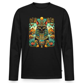 Bastet Ägyptische Göttin Ägypten Pyramide Ägypten - Männer Premium Bio Langarmshirt - Schwarz - Vorne - Nico (187cm)
