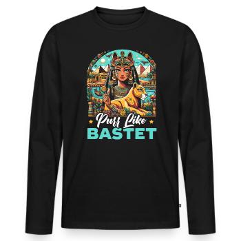 Bastet Egyptian Goddess Egypt Pyramid Egypt - Men's Premium Organic Long Sleeve Shirt - black - Front - Nico (187cm)