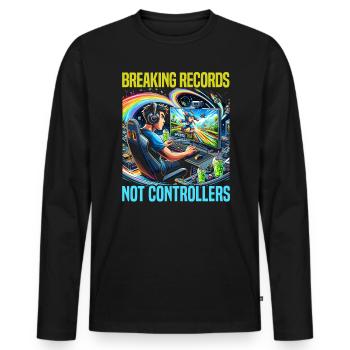 Speedrunning Video Game Player Gamer Gaming - Men's Premium Organic Long Sleeve Shirt - black - Front - Nico (187cm)