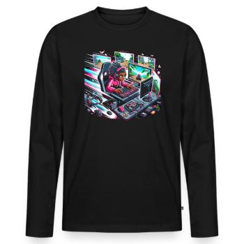 Speedrunning Joueur de jeux vidéo Gamer Gaming - T-shirt manches longues Premium bio Homme - noir - Devant - Nico (187cm)