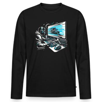 Speedrunning Joueur de jeux vidéo Gamer Gaming - T-shirt manches longues Premium bio Homme - noir - Devant - Nico (187cm)