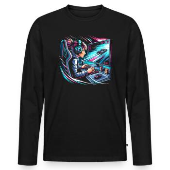 Speedrunning Joueur de jeux vidéo Gamer Gaming - T-shirt manches longues Premium bio Homme - noir - Devant - Nico (187cm)