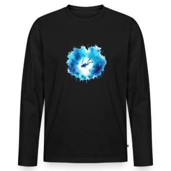 Plongeur sous-marin plongeant sous l’eau dans la mer - T-shirt manches longues Premium bio Homme - noir - Devant - Nico (187cm)