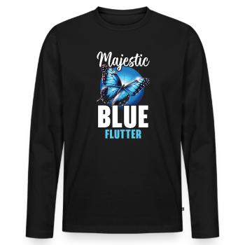 Butterfly Lover Insect Bug Blue Morpho Butterfly - Men's Premium Organic Long Sleeve Shirt - black - Front - Nico (187cm)