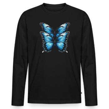 Schmetterlingsliebhaber Insektenkäfer Blauer Morpho-Schmetterling - Männer Premium Bio Langarmshirt - Schwarz - Vorne - Nico (187cm)