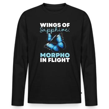 Butterfly Lover Insect Bug Blue Morpho Butterfly - Men's Premium Organic Long Sleeve Shirt - black - Front - Nico (187cm)