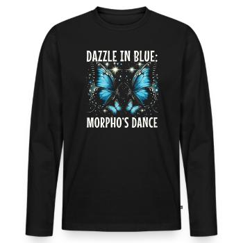 Butterfly Lover Insect Bug Blue Morpho Butterfly - Men's Premium Organic Long Sleeve Shirt - black - Front - Nico (187cm)
