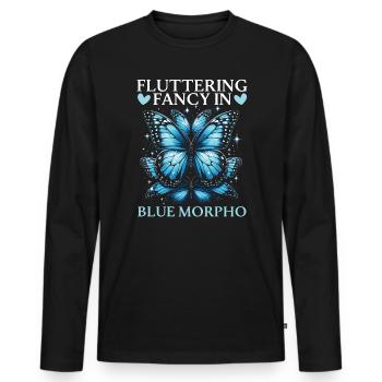 Butterfly Lover Insect Bug Blue Morpho Butterfly - Men's Premium Organic Long Sleeve Shirt - black - Front - Nico (187cm)