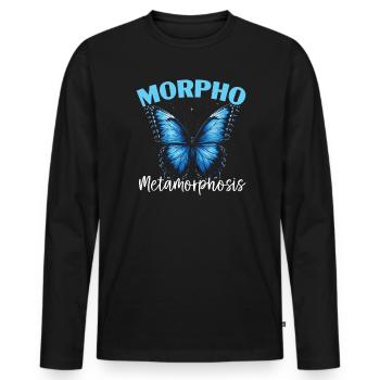 Butterfly Lover Insect Bug Blue Morpho Butterfly - Men's Premium Organic Long Sleeve Shirt - black - Front - Nico (187cm)