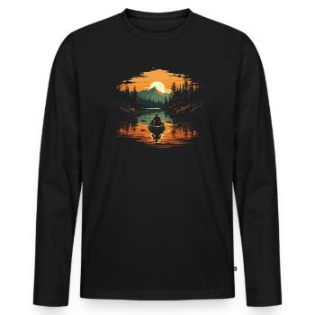 Kanufahren, Kajak, Wassersport, Tretboot, Bootfahren - Männer Premium Bio Langarmshirt - Schwarz - Vorne - Nico (187cm)