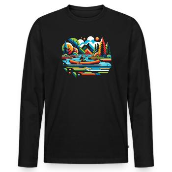 Kanufahren, Kajak, Wassersport, Tretboot, Bootfahren - Männer Premium Bio Langarmshirt - Schwarz - Vorne - Nico (187cm)