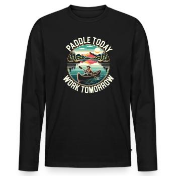 Kanufahren, Kajak, Wassersport, Tretboot, Bootfahren - Männer Premium Bio Langarmshirt - Schwarz - Vorne - Nico (187cm)