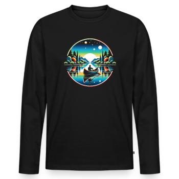 Kanufahren, Kajak, Wassersport, Tretboot, Bootfahren - Männer Premium Bio Langarmshirt - Schwarz - Vorne - Nico (187cm)