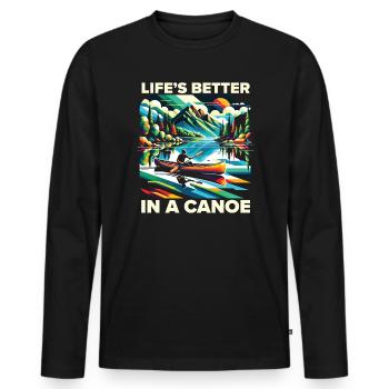 Kanufahren, Kajak, Wassersport, Tretboot, Bootfahren - Männer Premium Bio Langarmshirt - Schwarz - Vorne - Nico (187cm)