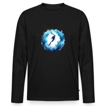 Plongeur sous-marin World Ocean Diver - T-shirt manches longues Premium bio Homme - noir - Devant - Nico (187cm)