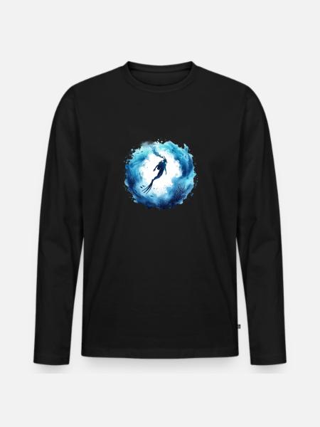 Unterwasserwelt Ozean Taucher - Männer Premium Bio Langarmshirt - Schwarz