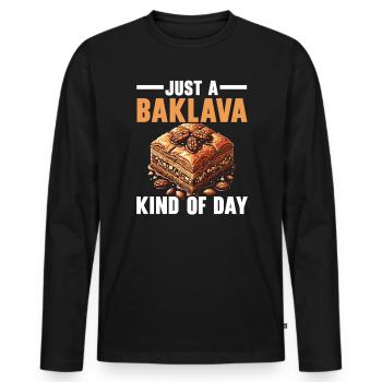Baklava Pastry Dessert Food Lover Middle East - Men's Premium Organic Long Sleeve Shirt - black - Front - Nico (187cm)
