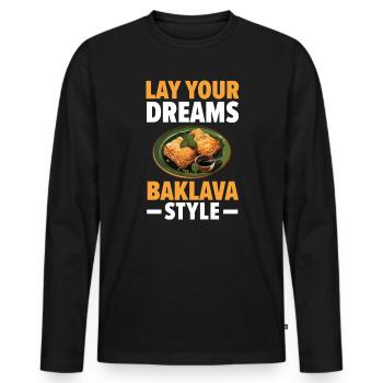 Baklava Pastry Dessert Food Lover Middle East - Men's Premium Organic Long Sleeve Shirt - black - Front - Nico (187cm)