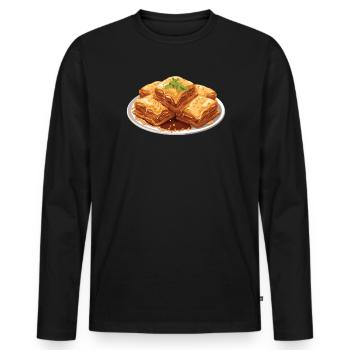 Baklava Pastry Dessert Food Lover Middle East - Men's Premium Organic Long Sleeve Shirt - black - Front - Nico (187cm)