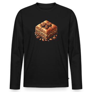 Baklava Pastry Dessert Food Lover Middle East - Men's Premium Organic Long Sleeve Shirt - black - Front - Nico (187cm)