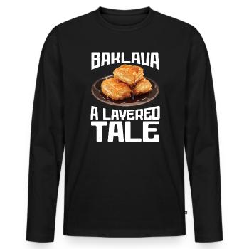 Baklava Pastry Dessert Food Lover Middle East - Men's Premium Organic Long Sleeve Shirt - black - Front - Nico (187cm)
