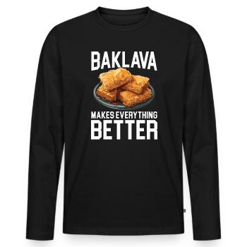 Baklava Pastry Dessert Food Lover Middle East - Men's Premium Organic Long Sleeve Shirt - black - Front - Nico (187cm)