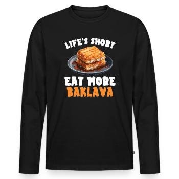 Baklava Pastry Dessert Food Lover Middle East - Men's Premium Organic Long Sleeve Shirt - black - Front - Nico (187cm)