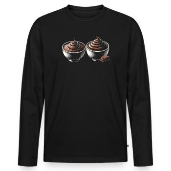 Pudding au chocolat Dessert sucré Gourmand Foodie - T-shirt manches longues Premium bio Homme - noir - Devant - Nico (187cm)