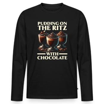 Chocolate Pudding Sweet Dessert Food Lover Foodie - Men's Premium Organic Long Sleeve Shirt - black - Front - Nico (187cm)