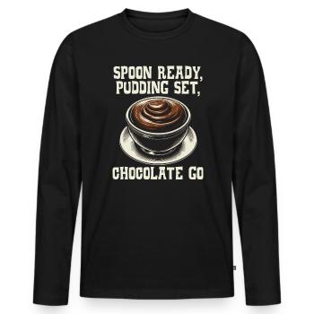 Chocolate Pudding Sweet Dessert Food Lover Foodie - Men's Premium Organic Long Sleeve Shirt - black - Front - Nico (187cm)