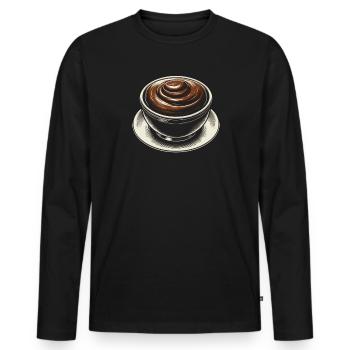 Chocolate Pudding Sweet Dessert Food Lover Foodie - Men's Premium Organic Long Sleeve Shirt - black - Front - Nico (187cm)