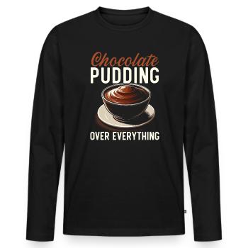 Chocolate Pudding Sweet Dessert Food Lover Foodie - Men's Premium Organic Long Sleeve Shirt - black - Front - Nico (187cm)