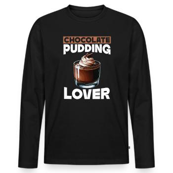 Pudding au chocolat Dessert sucré Gourmand Foodie - T-shirt manches longues Premium bio Homme - noir - Devant - Nico (187cm)